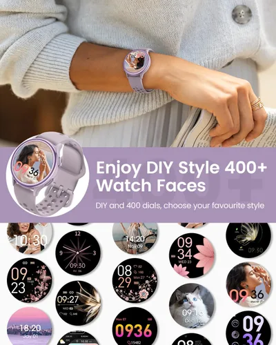 Vista 2 de Relojes inteligentes para mujer para iPhoneSamsungAndroid (respuestahacer llamadas), pantalla AMOLED de 1.27 pulgadas, rastreadores de actividad