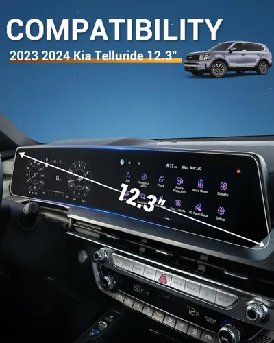 Vista 2 de YEE PIN Protector de pantalla Telluride 2025 para Kia Telluride LX/S/EX/SX/SX Prestige/X-Line/X-Pro Dual Panoramic 12.3 pulgadas 2025 23-24 Kia
