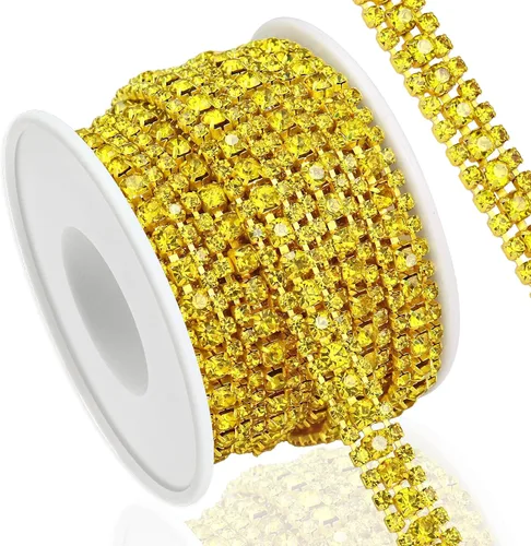 Vista 21 de Cadena de diamantes de imitación de 3 yardas con 3 filas para manualidades, cadena de cierre de diamantes de imitación plateada para hacer joyas