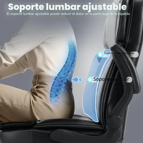 Vista 4 de Silla de oficina ejecutiva grande y alta de 450 LBS con brazo abatible, silla de escritorio de computadora de cuero PU resistente, cómoda silla