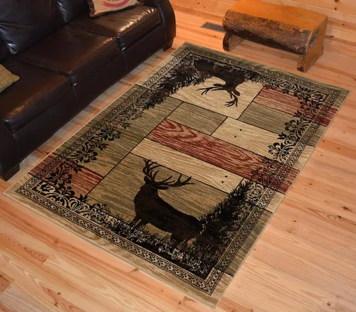 Vista 2 de Mayberry Rug AD8065 2X4 AMER DEST - Alfombra de área de alce de grano de madera, 2 pies 3 pulgadas x 3 pies, multicolor