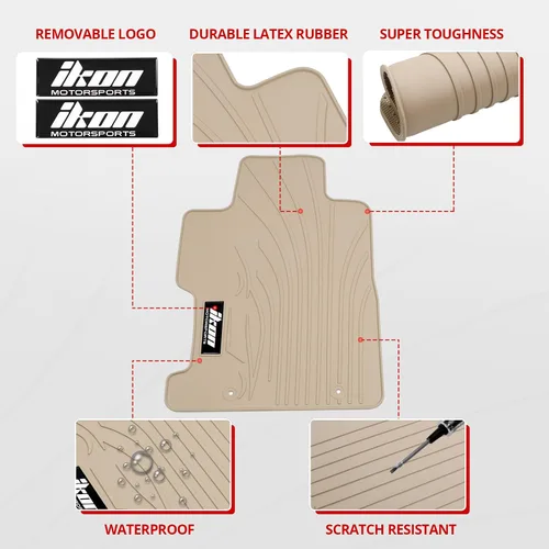 Vista 2 de IKON MOTORSPORTS, Alfombrillas compatibles con Honda Civic Coupe & Sedan 2006-2011, Goma de látex beige personalizada para todo clima, alfombras
