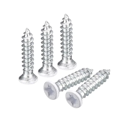 Vista 30 de uxcell Tornillos blancos ST2x4mm Tornillos autorroscantes, 100 tornillos Phillips de cabeza plana para madera para carpintería