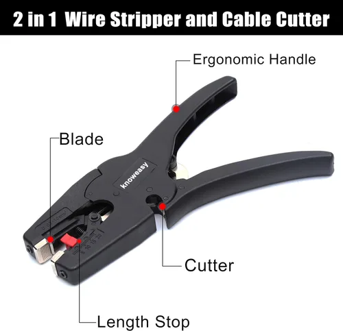 Vista 4 de Knoweasy Pelacables y cortador automático, herramienta de pelado de cables resistente 2 en 1 y herramienta pelacables para reparación electrónica