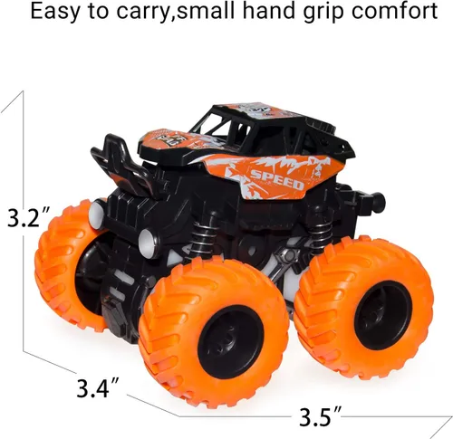 Vista 8 de LONANDY Monster Trucks para niños de 4 a 7 años, paquete de 4 camiones de juguete Push Go Pull Back para niños de 2 a 4 años, el mejor regalo