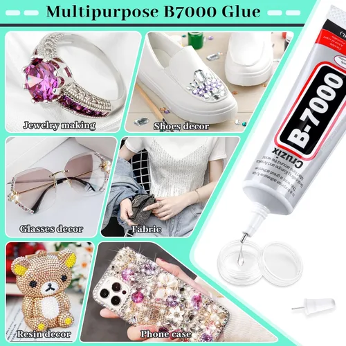Vista 4 de B7000 Pegamento Transparente con Punta de Precisión, B-7000 Pegamento Adhesivo para Cuentas de Joyería de Viscosidad Media con Lápices Punteadores