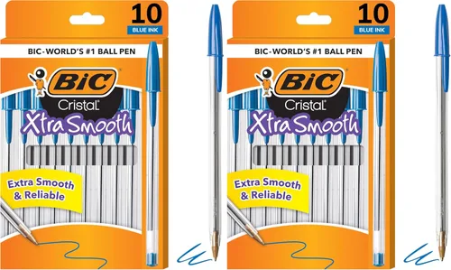 Vista 7 de BIC Cristal Xtra Smooth Bolígrafo de Punta de Bola, Punta Media (1.0mm), Azul, 10