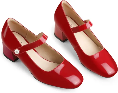 Vista 5 de Naiyee Mary Jane Shoes Women Chunky Heel Ankle Strap Dress Shoes for Women Low Heels Close Rounded Toe Pumps