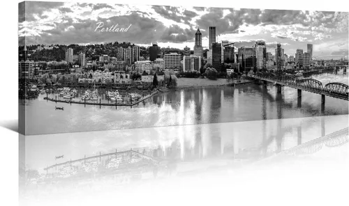 Vista 22 de Atlanta Skyline - Arte de pared para sala de estar, lienzo de paisaje urbano, decoración moderna para el hogar, imágenes panorámicas, edificio