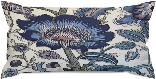 Vista 9 de Chinoiserie - Fundas de almohada decorativas de porcelana azul y blanca con patrón de edificios de estilo chino de 12 x 20 pulgadas, fundas de cojín