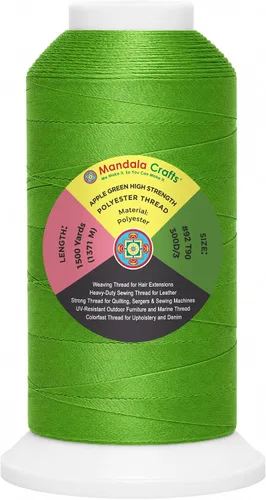 Vista 108 de Mandala Crafts Airforce Blue Tex 70 - Hilo de poliéster para tapicería 1500 Yds T70 UV Resistant Strong Thread for Leather Sewing, Marine