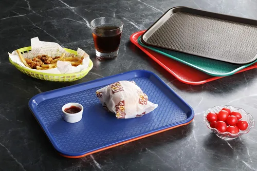Vista 7 de New Star Foodservice Bandeja de comida rápida, juego de 12 (rojo, 10 x 14 pulgadas)