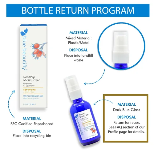 Vista 6 de Blue Beautifly Hidratante facial de rosa mosqueta, restaura la elasticidad, aumenta el colágeno y protege la piel, hidratante de ácido hialurónico