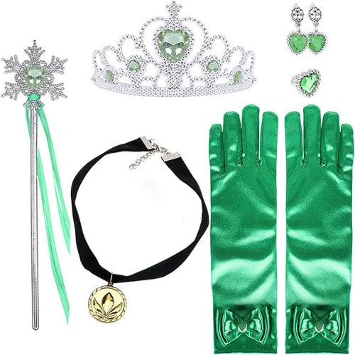 Vista 11 de Disfraz de Miércoles para Niñas Accesorios de Disfraz para Niñas Miércoles Guantes Tiara Corona Collar Varita Aretes Pulsera Anillo Niños Halloween