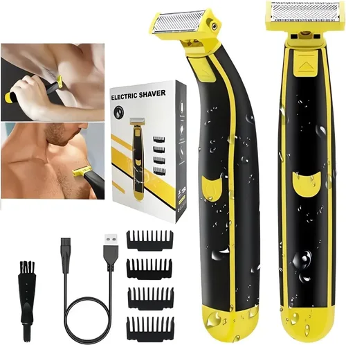 Vista 9 de Afeitadora eléctrica húmeda y seca, afeitadora eléctrica de cierre para hombres y mujeres, rasuradora facial recargable, impermeable, recortadora