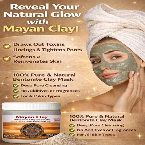 Vista 2 de Mayan Pure Indian Healing Clay Powder, limpieza profunda de la piel de poros, mascarilla corporal y capilar, arcilla natural de bentonita de calcio