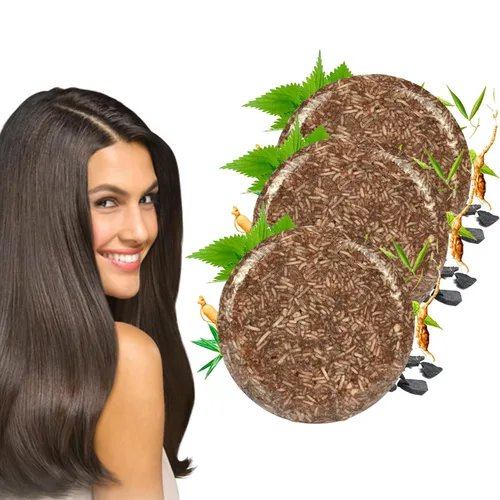Vista 8 de Polygonum Multiflorum Jabón de aceite de salvado para el cabello, barra de champú orgánico Polygonum Multiflorum, barra de champú para oscurecer