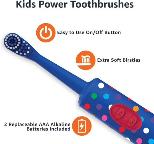 Vista 8 de Amazon Basics Cepillo de dientes con pilas para niños, 2 unidades, 1 paquete (anteriormente Solimo)