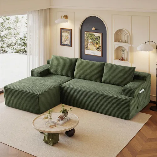 Vista 47 de Sofás seccionales de 105" para sala de estar, sofá cloud con forma de L tapizado, sofás modulares sin estructura rígida, sofá seccional moderno