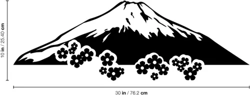 Vista 3 de Calcomanía de vinilo para pared, diseño de montaña Mt Fuji, 10 x 30 pulgadas, diseño único y moderno asiático, Japón, país, Honshu, ciudad, hogar