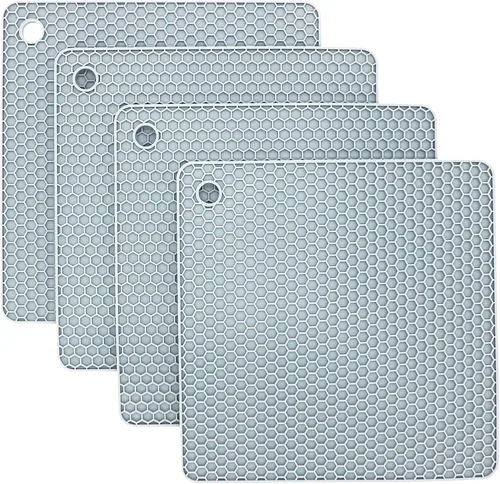 Vista 8 de Juego de 2 salvamanteles de silicona de 9 x 12 pulgadas, multiuso, antideslizantes, flexibles, duraderos, resistentes al calor, color rojo, verde