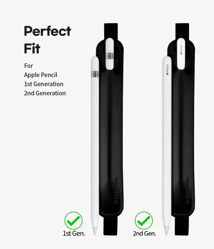Vista 7 de Goospery Soporte para lápices compatible con Apple Pencil (1ª y 2ª generación) Funda de piel sintética, accesorios de bolsillo, banda elástica, Negro