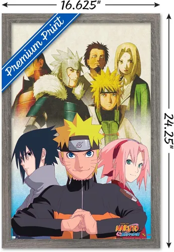 Vista 3 de Trends International Naruto Shippuden - Póster de pared de arte clave, 14.725 x 22.375 pulgadas, versión enmarcada de madera de granero
