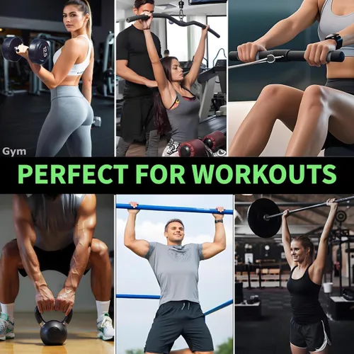 Vista 3 de Anti-Slip Workout Grips, Rubber Gym Palm Protectors for Weight Lifting
