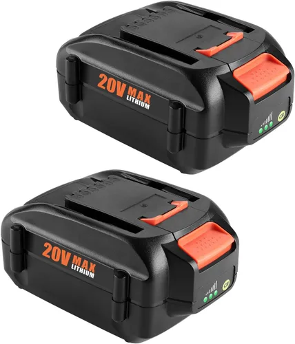 Vista 8 de Paquete de 2 baterías de repuesto de 20 V 6.5 Ah para batería Worx de 20 V WA3525 WA3520 WA3575 WA3578, con cargador de batería de 20 voltios