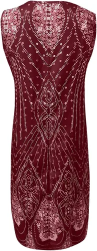 Vista 4 de Vestido para mujer, elegante vestido de dos piezas de gasa sin mangas con encaje de color sólido