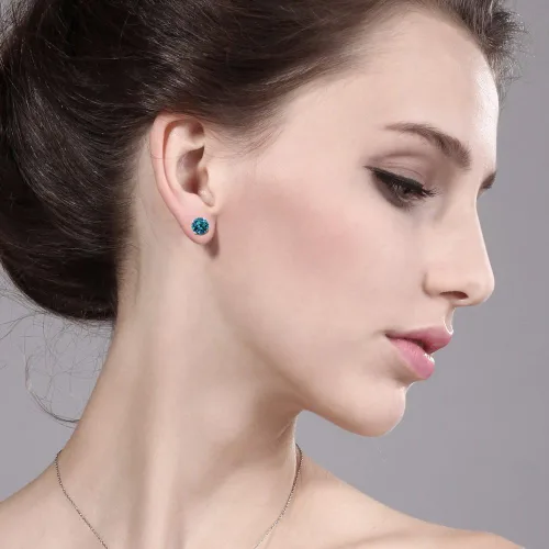 Vista 46 de Gem Stone King Aretes redondos de plata de ley 925 con piedra natal de 0.236 in para mujer