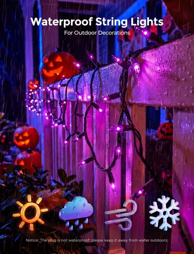 Vista 6 de Guirnalda de luces incandescentes púrpura de 20 pies para decoración de fiesta