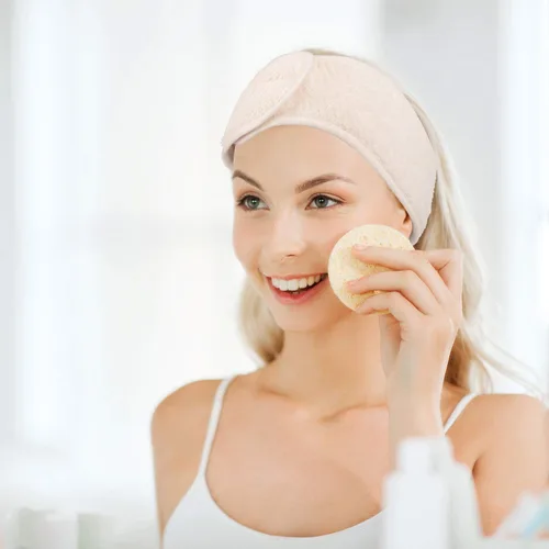 Vista 6 de Whaline Paquete de 4 diademas faciales de spa, bandas ajustables para el cabello, toalla suave para lavado facial, ducha, deportes, yoga