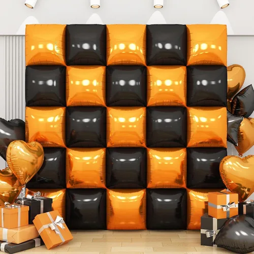 Vista 11 de Globos de aluminio cuadrados rojos, azules y plateados, kit de 25 globos de doble cara para fondo, túnel de helio, arco, guirnalda para el 4 de Rojo