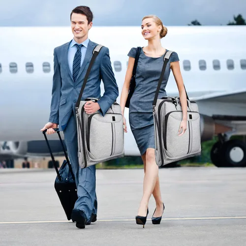 Vista 2 de ZEGUR Bolsa de ropa para viajes y viajes de negocios con correa para el hombro, Gris de lujo.
