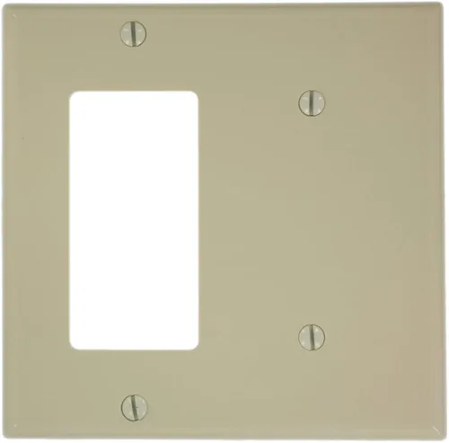 Vista 6 de Leviton Decora/ICFT - Placa de pared para combinación de dispositivos de 2 unidades, 1 blanco, tamaño estándar, 80708