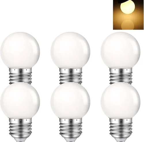 Vista 17 de Bombilla de luz nocturna, bombillas LED de 1 W, bombillas G14 G45 E26, bombillas de ahorro de energía, equivalente a 5 W, blanco frío de 6500 K