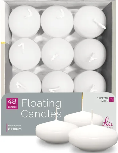 Vista 17 de Hyoola Velas flotantes blancas prémium de 3 pulgadas - 8 horas - Paquete de 12 - Fabricadas en Europa