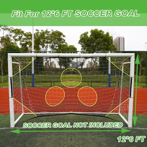 Vista 2 de Red de objetivo de portería de fútbol con 7 zonas brillantes de puntuación, ayuda de entrenamiento de tiro de fútbol, accesorio