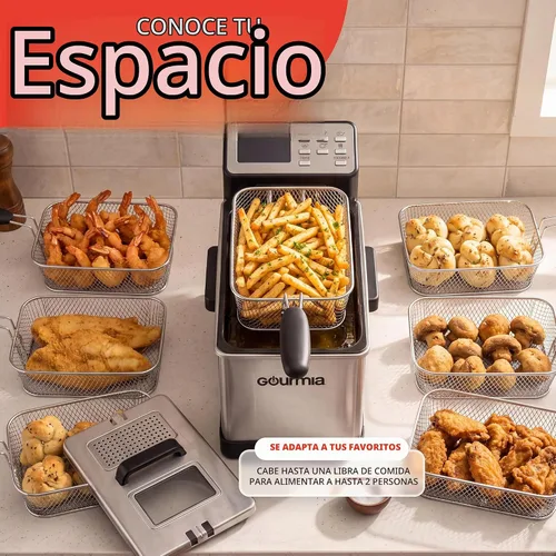 Vista 11 de Gourmia Freidora de encimera de 3.2 cuartos de galón: freidora de aceite eléctrica con pantalla digital, control de temperatura ajustable de 280 °F