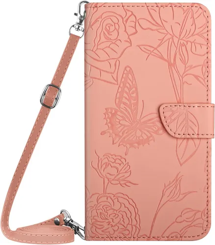 Vista 10 de XYX Wallet Case Compatible with Xiaomi 12S Ultra, Emboss Butterfly Flower PU Leather Flip Protective Case with Adjustable Shoulder Strap for Xiaomi