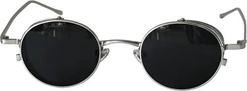 Vista 2 de Technigadgets Gafas de sol redondas de metal vintage para hombres y mujeres con escudos laterales, gafas de sol Scott estilo gótico retro