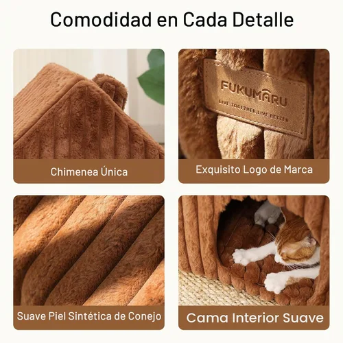 Vista 7 de FUKUMARU - Cama para gatos, cama para perros cubierta lavable cerrada con marco de soporte