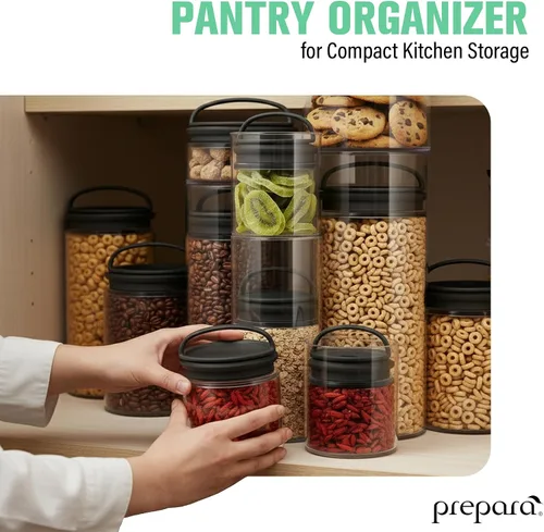 Vista 7 de Prepara Evak Fresh Saver - Pantalón corto pequeño, mango negro transparente, juego de 2