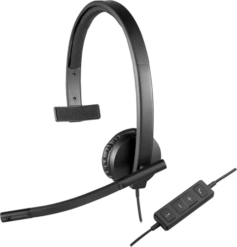 Vista 10 de Logitech H570e - Auriculares USB con micrófono para PC y Mac, auriculares con cable USB-A con sonido mono, micrófonos con cancelación de ruido