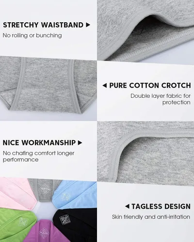 Vista 4 de Benirap Ropa interior de algodón suave para mujer, bragas hipster transpirables, paquete de 5 o 6