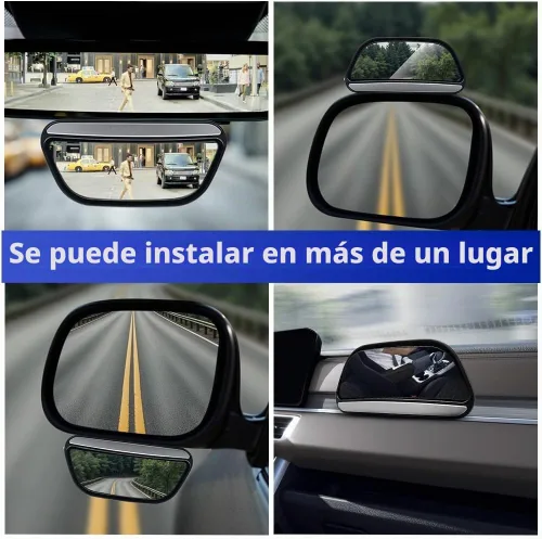 Vista 6 de Espejo de punto ciego, paquete de 2 unidades, espejo lateral para automóvil, punto ciego, ajustable, auxiliar, gran angular, espejo retrovisor