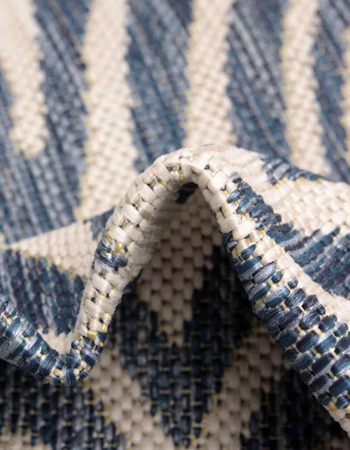 Vista 8 de Unique Loom Outdoor Safari Collection - Alfombra de área - Tsavo (2' x 3' 1", rectangular, azul/marfil)
