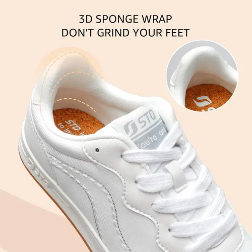 Vista 8 de STQ Zapatos de lona para mujer, con cordones, antideslizantes, cómodos, para caminar