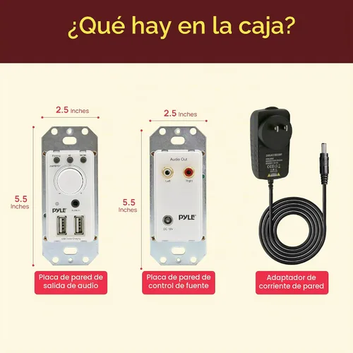 Vista 2 de Receptor de audio Bluetooth integrado a la pared PWPBT57 Pyle, entrada auxiliar para sistemas de sonido